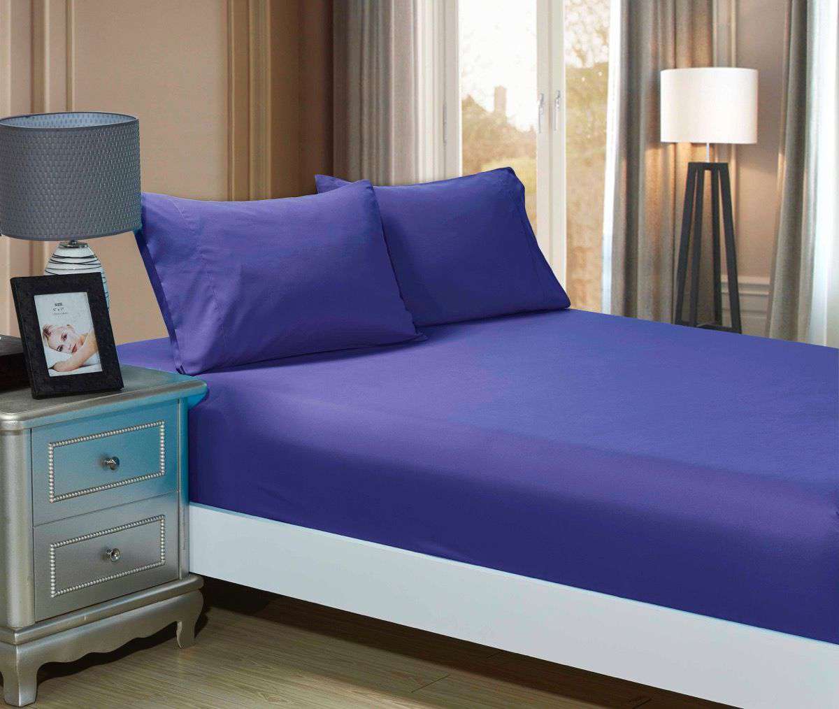 1000TC Ultra Soft Fitted Sheet & Pillowcase Set - King Single Size Bed Sheets - Royal Blue Luxury Bedding - Perfect for Master Bedroom, Guest Room & Vacation Homes