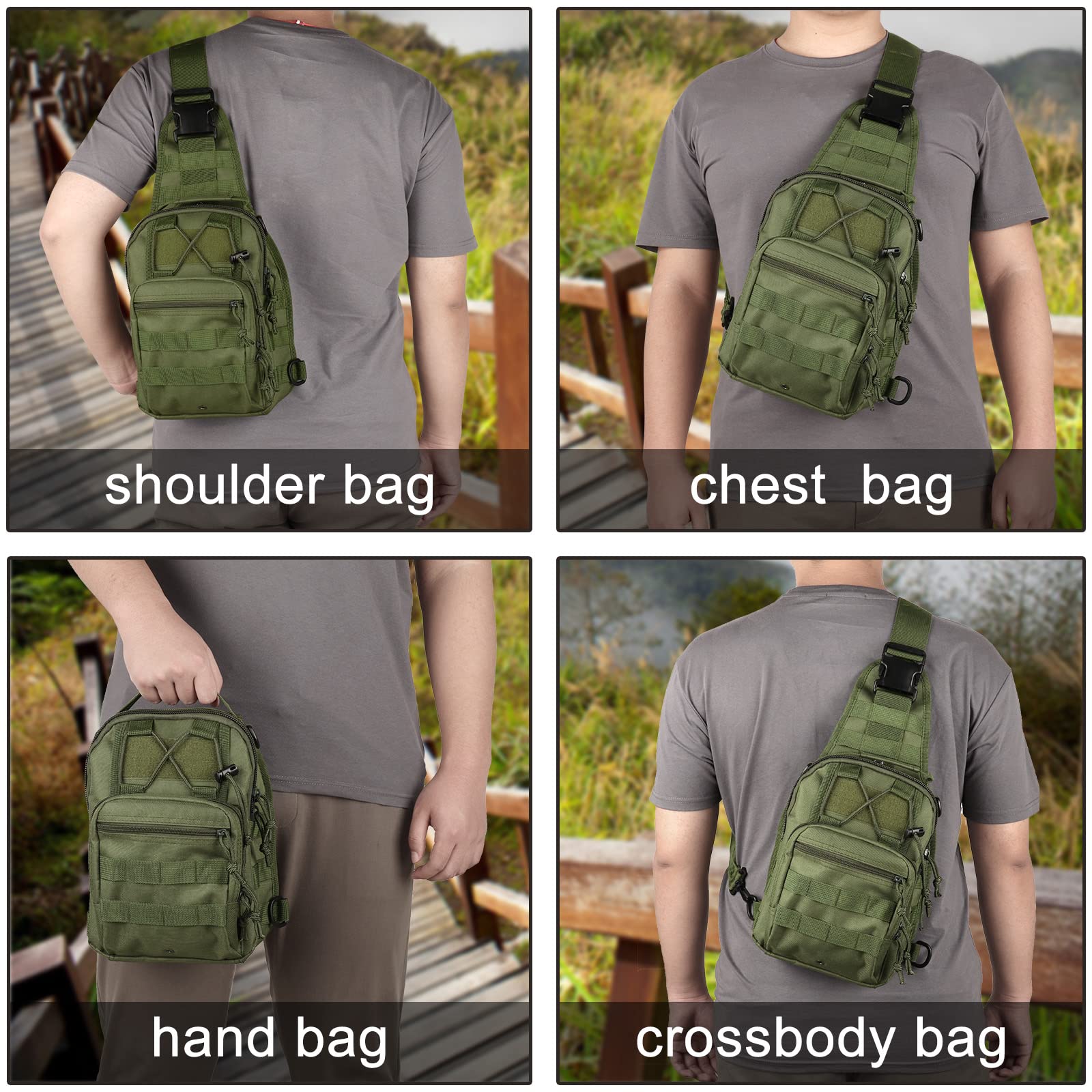 QCute Tactical Backpack - Waterproof Military Sling Bag with MOLLE System for Outdoor, Hiking & Everyday Carry | Durable Crossbody Chest Pack for Camping, Travel & Work