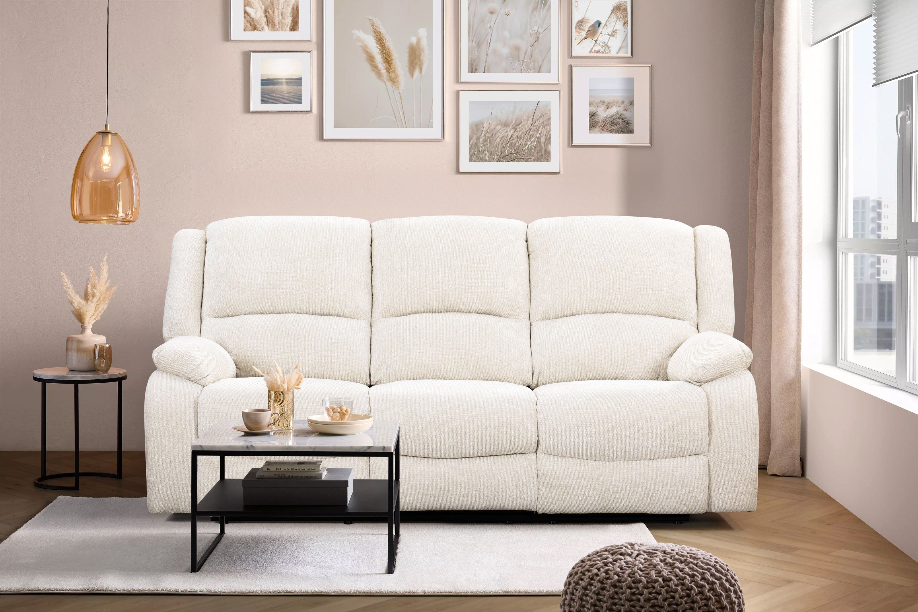 Roundhill Furniture Blitz Transitional Manual Reclining Sofa - Comfortable Living Room Couch for Small Spaces, Apartment & Home Theater Seating