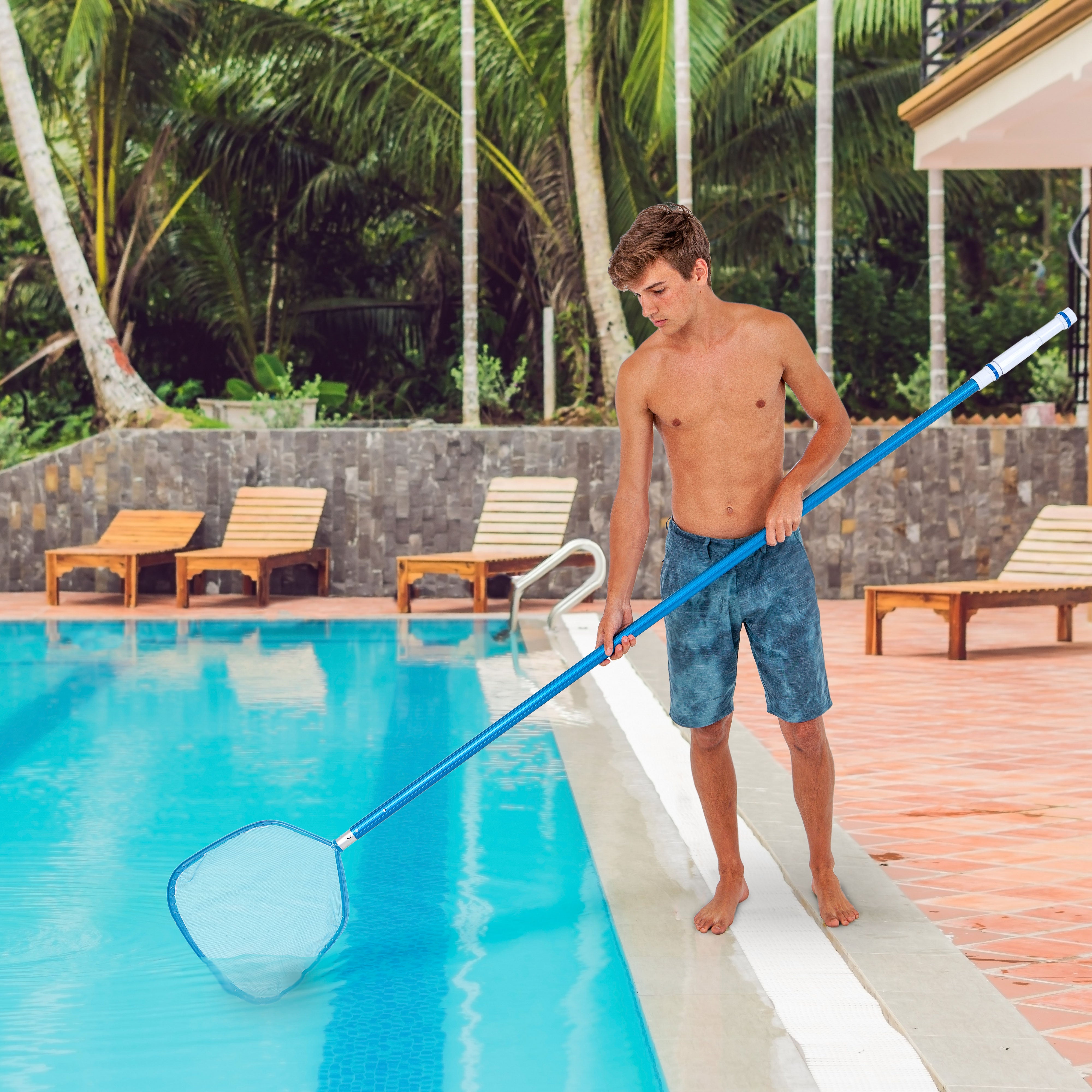 U.S. Pool Supply® Heavy Duty Aluminum Leaf Skimmer - Professional Pool Cleaning Tool for Leaves, Debris & Bugs - Perfect for Inground & Above Ground Pools, Spas & Backyard Maintenance