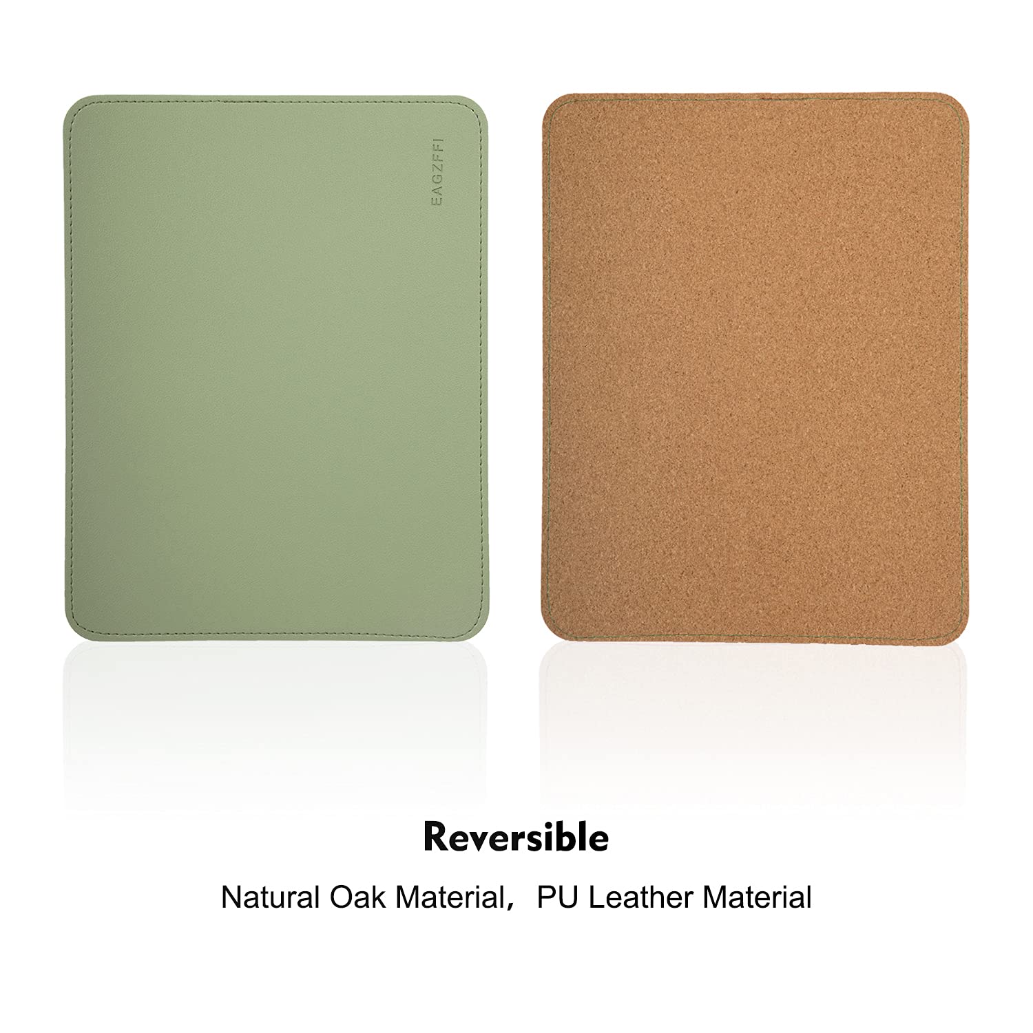 Premium Double-Sided Leather & Wood Mouse Pad with Stitched Edges - Non-Slip Desk Mat for Laptop, PC, Office & Home Use - 8x11 inch Coaster Mouse Pad (1 Pack, Matcha Green) - Perfect for Workstations, Gaming Setups & Home Offices