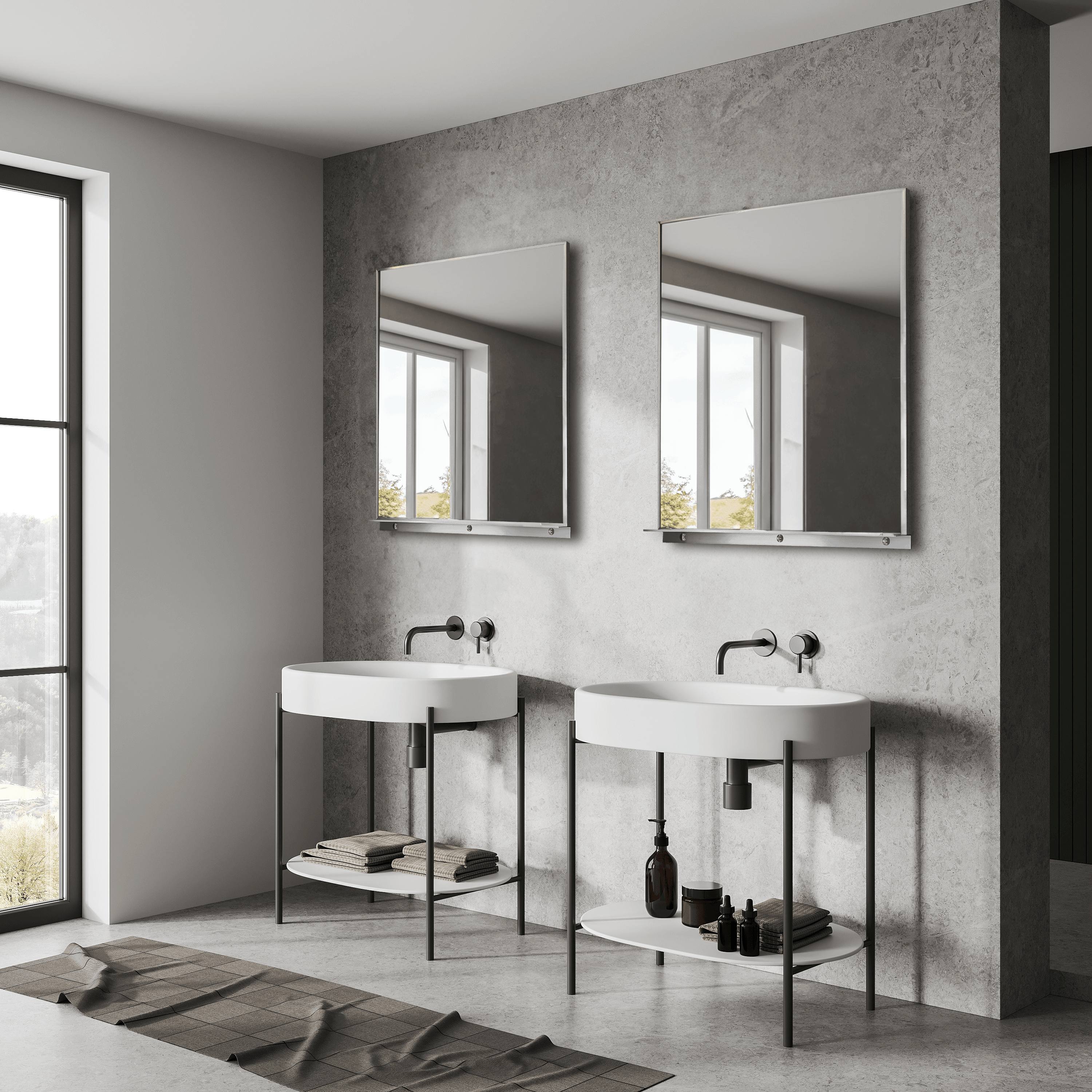 Lexi 24W x 32H Rectangular Framed Wall Mirror with Built-in Shelf - Black & Brushed Nickel Finish | Perfect for Entryway, Bathroom & Bedroom Decor