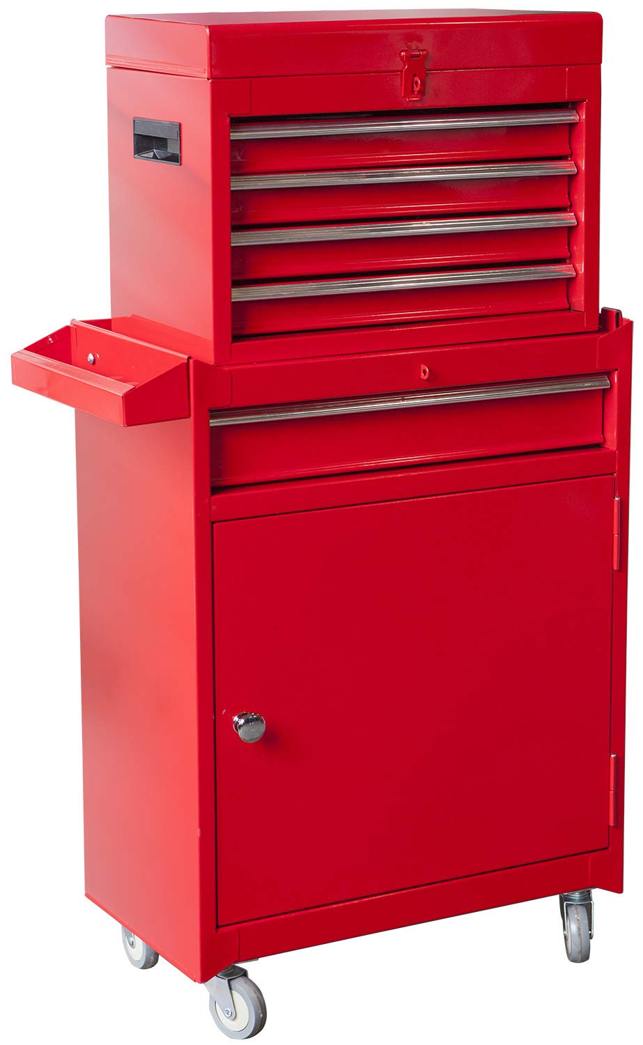 Torin ATBT1204B-RED 4-Drawer Rolling Tool Chest with Detachable Storage Cabinet & Adjustable Shelf - Heavy Duty Garage Workshop Organizer (Red) - Perfect for Mechanics, DIY Enthusiasts & Home Improvement Projects