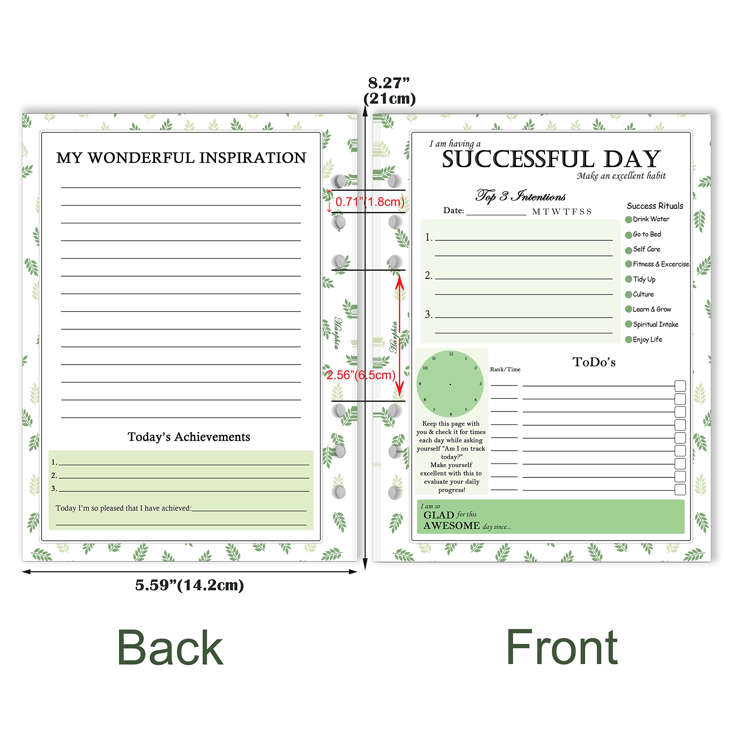 Harphia 2025 A5 Undated Daily Planner Refills - 8.26