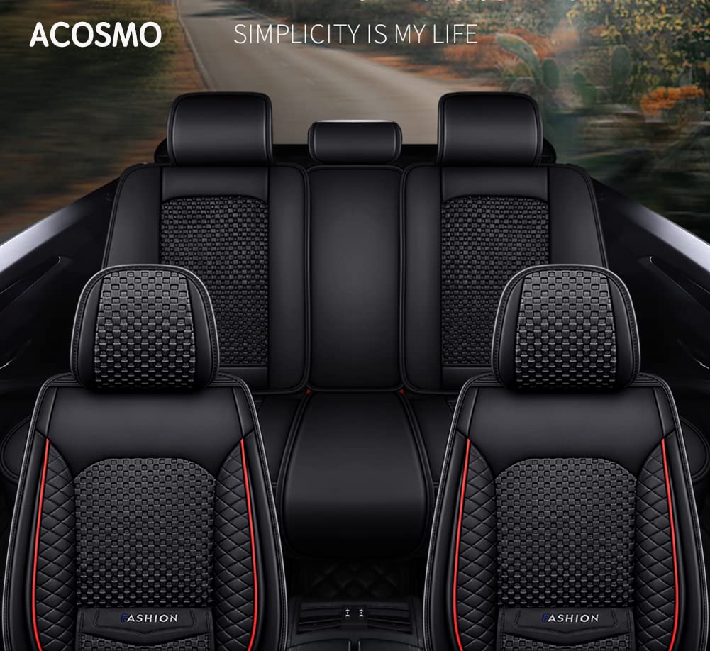 Universal Car Seat Covers with Lumbar Support - 5-Piece Full Set, Breathable & Comfortable Interior Accessories, Airbag Compatible for SUVs, Sedans, and Trucks - Perfect for Daily Commutes, Road Trips, and Family Travel