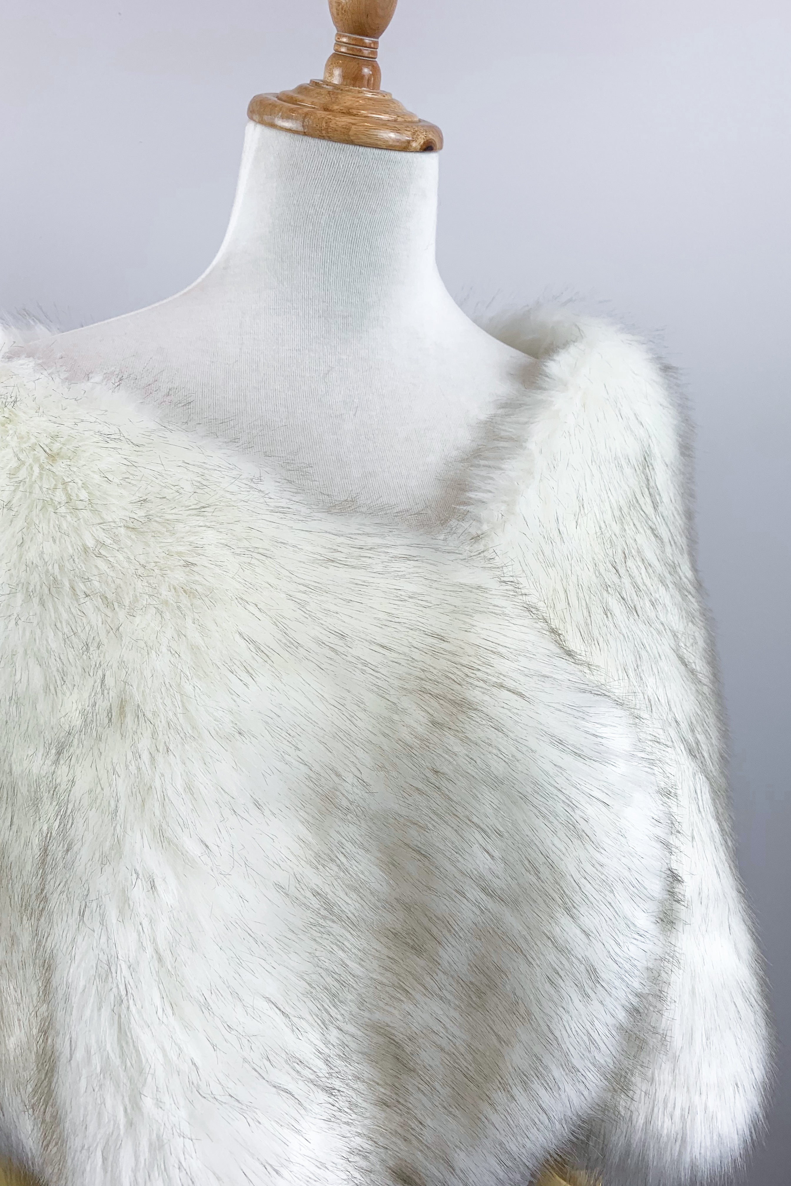 Ivory with Black Fur Wrap (Serena SWht03) - Elegant Winter Shawl for Women, Perfect for Weddings, Parties & Cold Weather Fashion