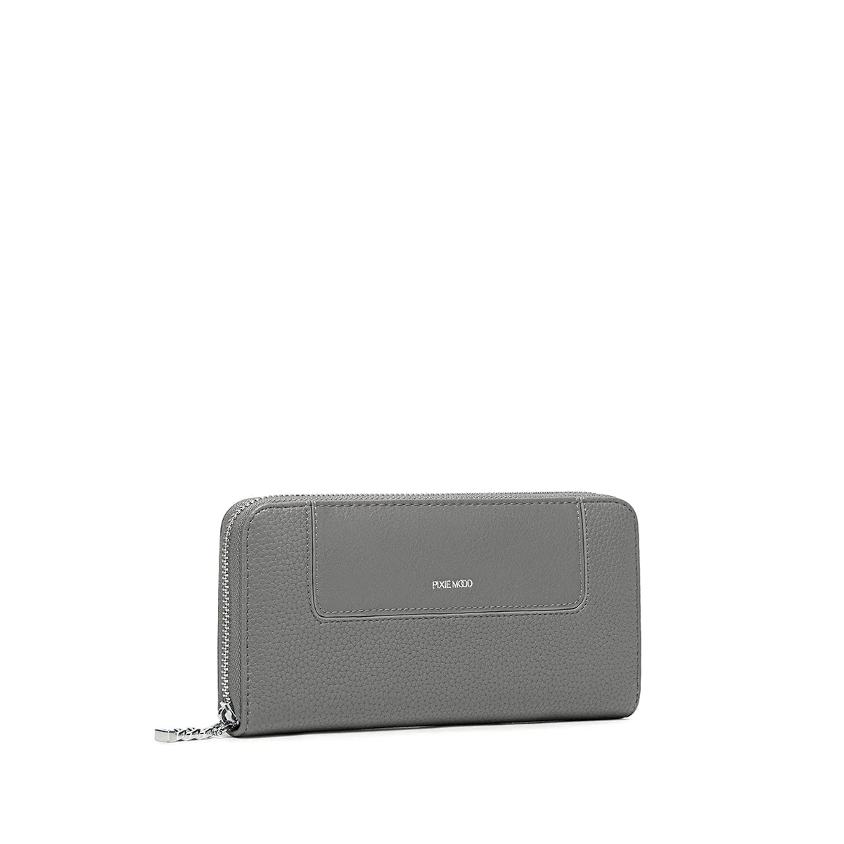 Mae Zip Wallet Bag in Grey Pebbled Leather - Stylish Crossbody Purse for Women, Perfect for Travel, Shopping & Everyday Use