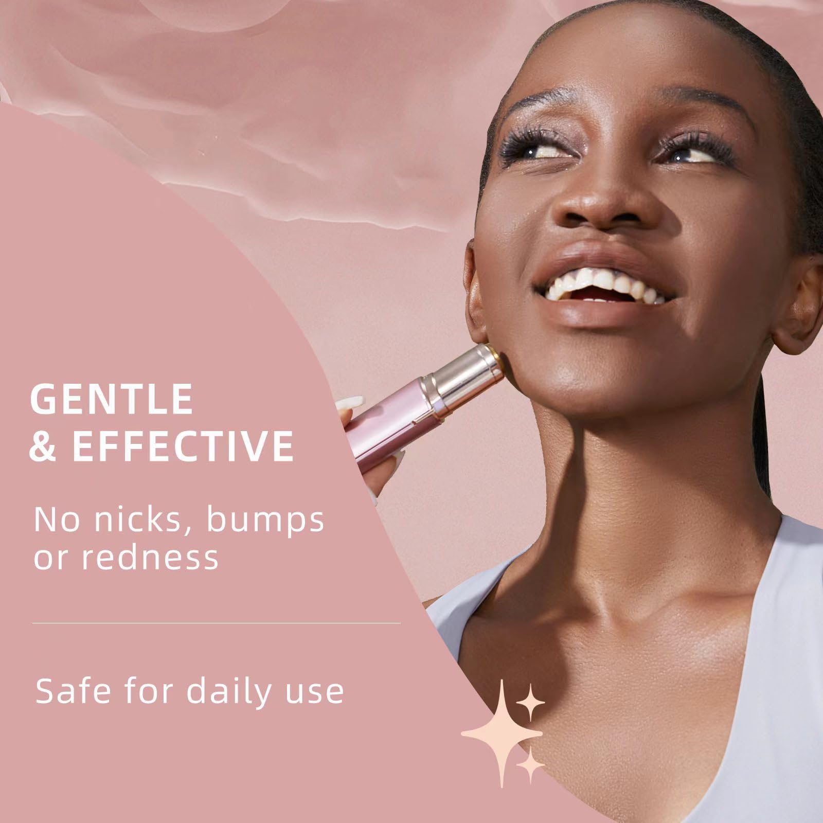 Painless Electric Facial Hair Removal for Women - USB Rechargeable Lady Shaver for Lip, Chin & Arms | Rose Gold | Smooth Skin Care | Perfect for Travel & Daily Grooming Routine