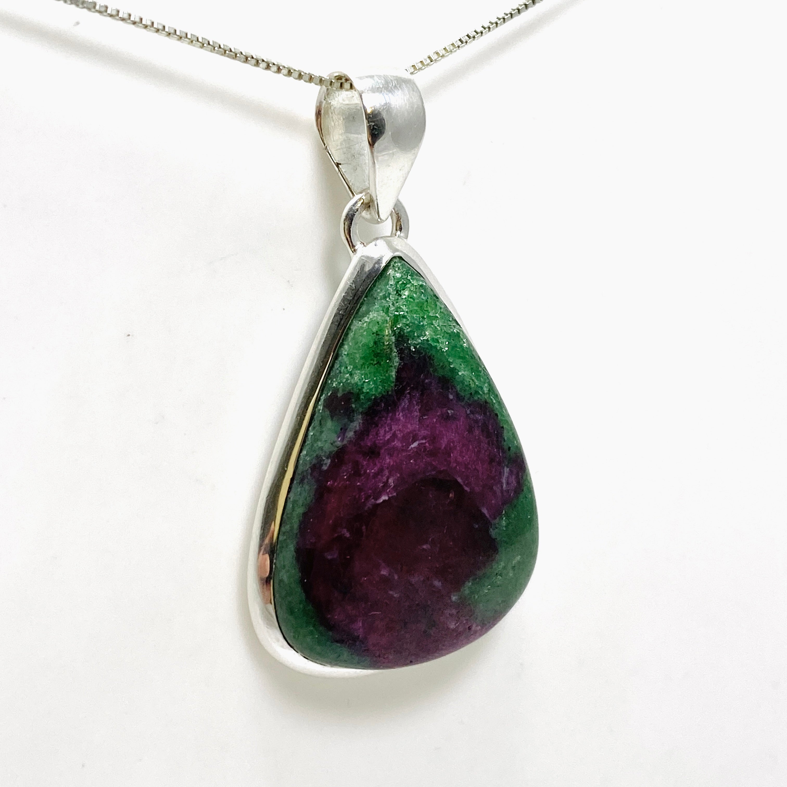 Natural Ruby Zoisite Teardrop Cabochon Pendant - 10mm Healing Crystal Jewelry for Meditation & Energy Work | Handmade Gemstone Necklace for Spiritual Healing & Chakra Balancing