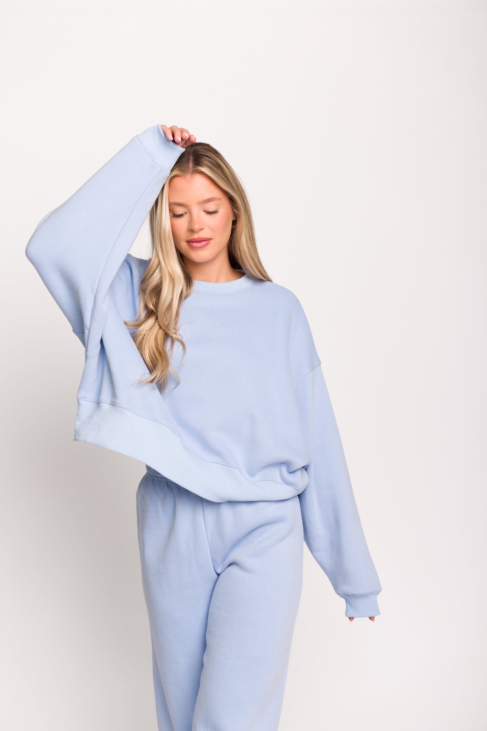 Soft & Cozy Baby Blue Sweatpants for Women - High Waisted Lounge Pants with Pockets - Perfect for Yoga, Running Errands & Relaxing at Home