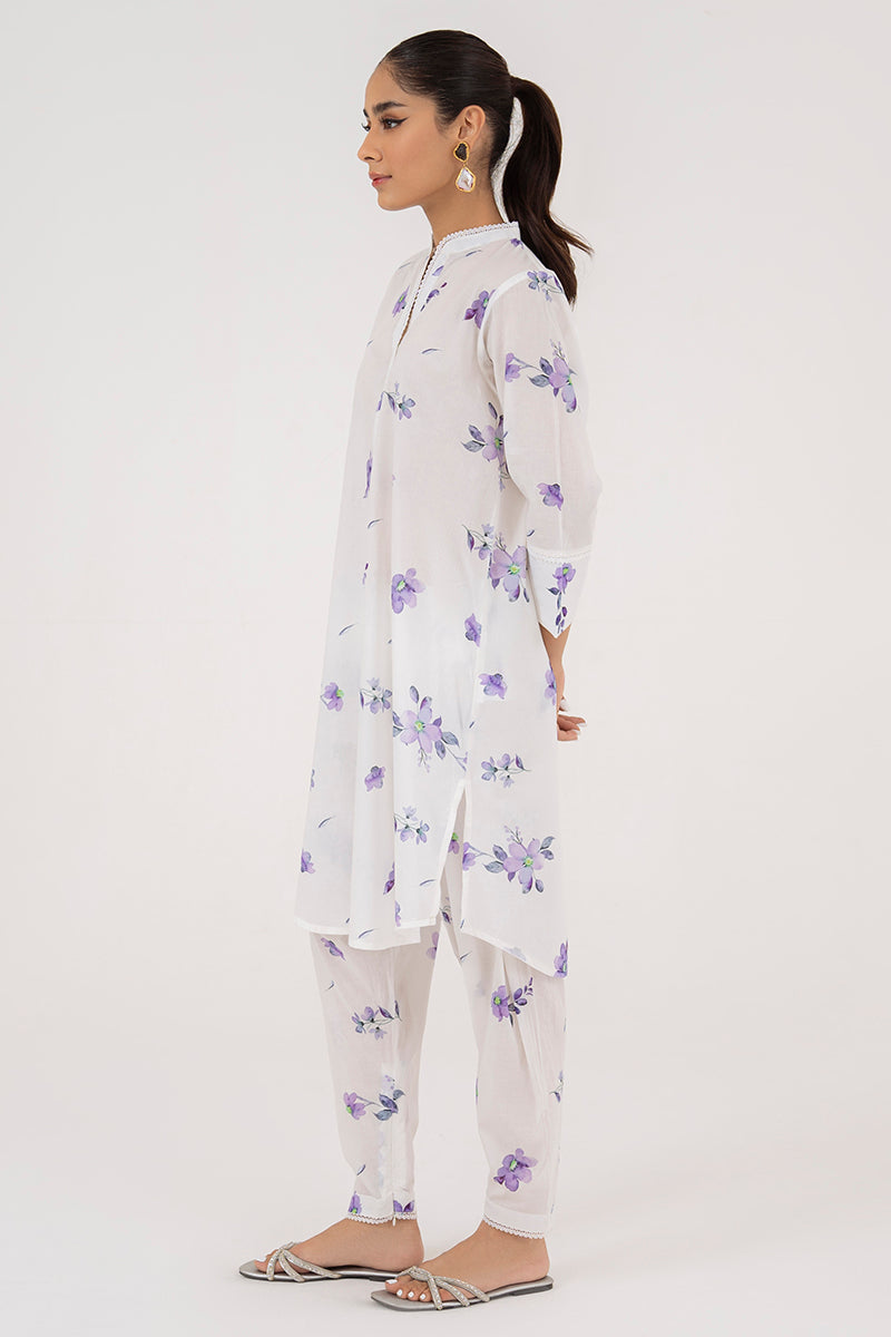LILAC BLOOM 2-Piece Women's Outfit Set (Shirt & Pants) - Casual Spring Floral Print Matching Set for Brunch, Shopping & Office Wear