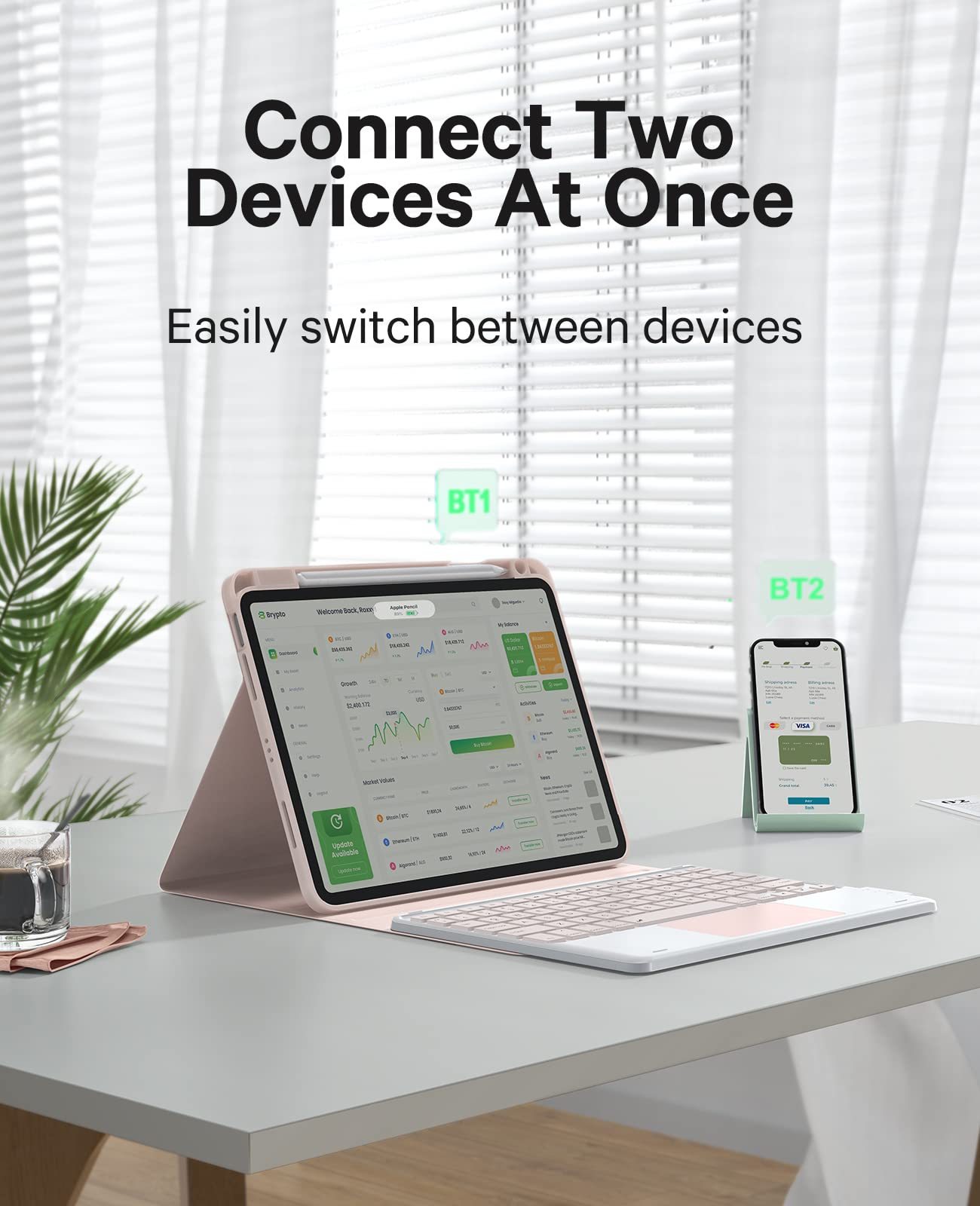 GreenLaw Stain Resistant Keyboard Case for iPad Air 11 inch (M2) - 7-Color Backlit, Smart Trackpad, Waterproof Cover, Rechargeable Keyboard Compatible with iPad Pro 11