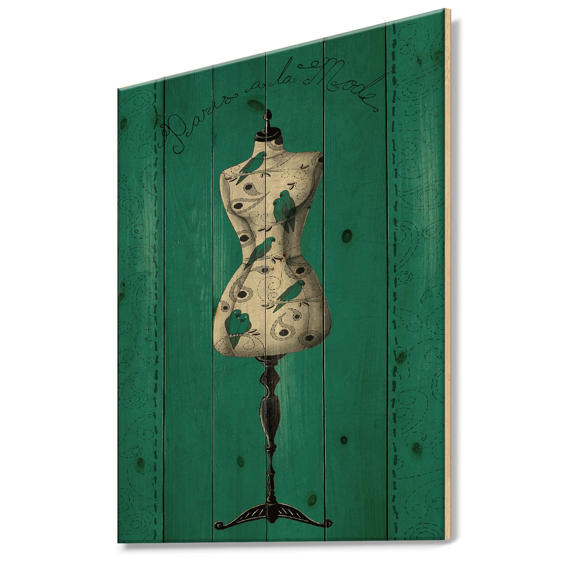 DesignQ French Couture Inspired Traditional Wood Wall Decor - Grey Wood Art Panel - Large Fashionable Wall Art Printed on Natural Pine Wood - Perfect for Living Room, Bedroom & Office Decor
