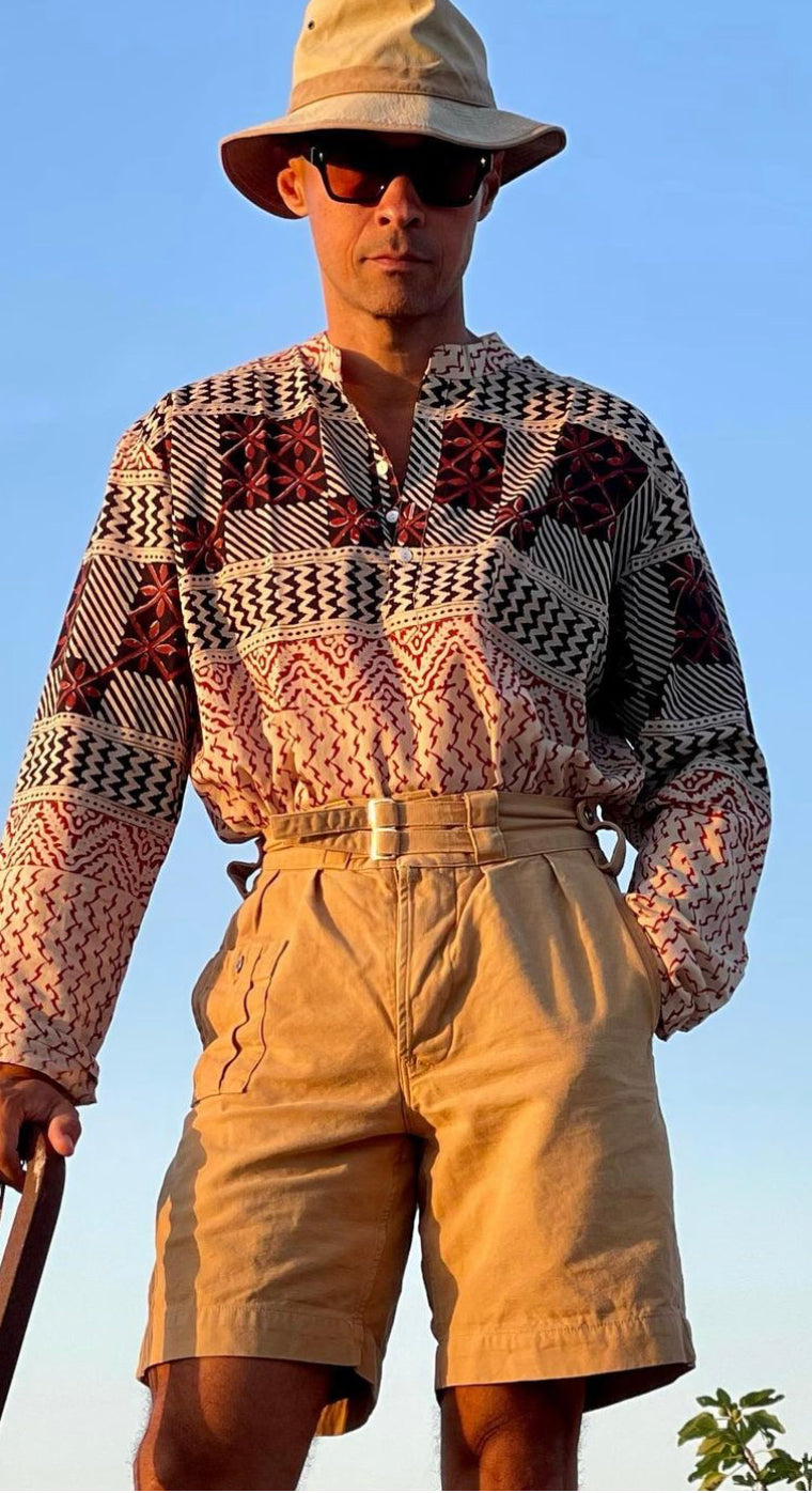 Stylish Men's Block Print Shirt - Comfortable Cotton Casual Wear for Summer Outings, Beach Trips, and Office Casual Fridays