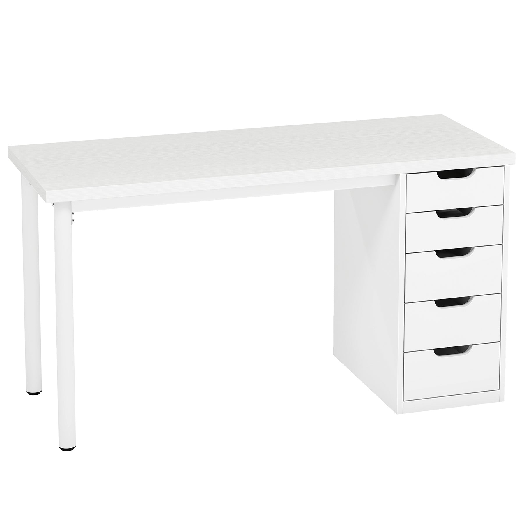 47 Inch Modern Computer Desk with 5 Drawers - Sturdy Study Table & Writing Desk for Home Office, Gaming, and Workspace Organization