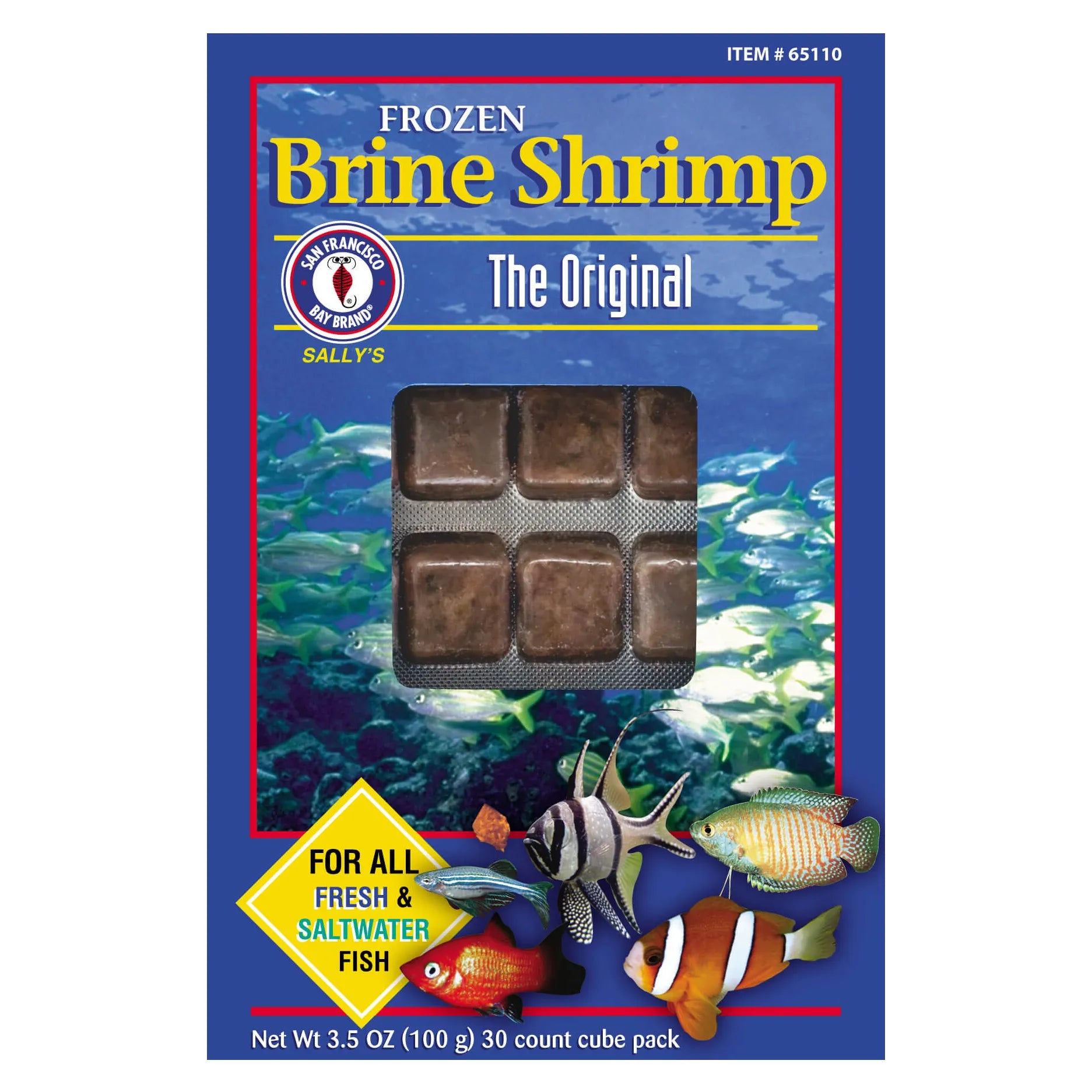 San Francisco Bay Brand Premium Frozen Brine Shrimp Cubes 3.5oz - High Protein Fish Food for Tropical Fish, Betta & Marine Aquariums - Ideal for Daily Feeding & Nutrition Boost