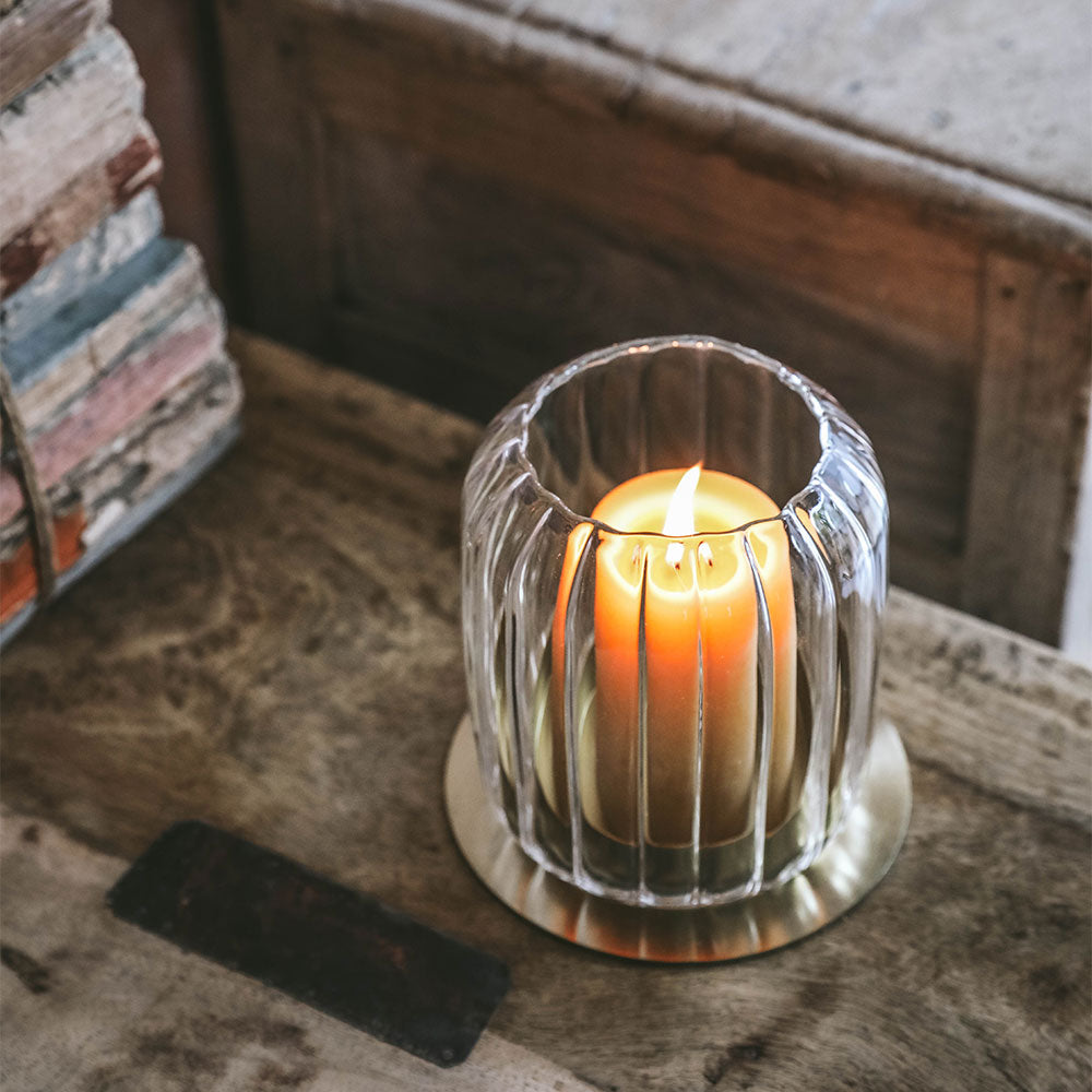 Large Fluted Glass Lantern - Elegant Outdoor & Indoor Decorative Lighting for Patio, Garden, Wedding, and Home Decor
