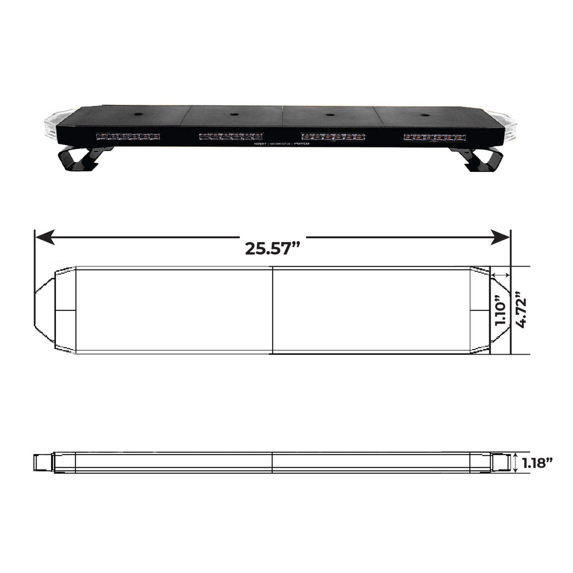 Putco Hornet Amber LED Stealth Rooftop Strobe Light Bar - 24
