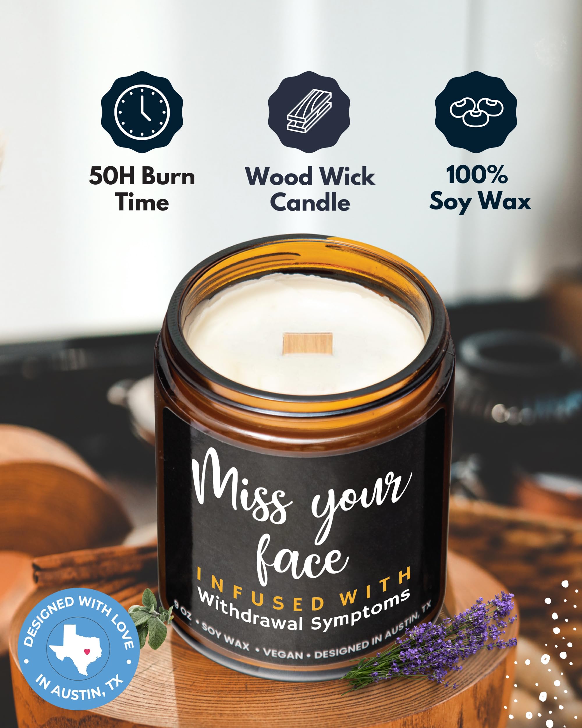 Funny Friendship Candle Gift - 'I Miss Your Face' Scented Candle for Women & Men | Unique Humorous Gift for Best Friends, Birthday Present | Perfect for Home Decor, Relaxation & Friendship Celebrations