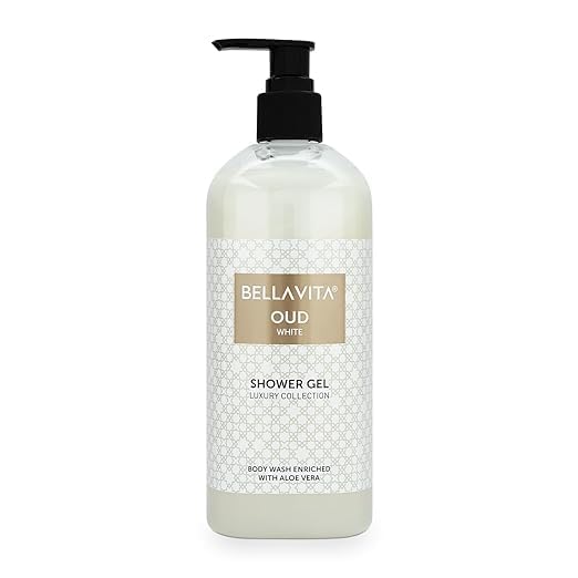 NH Luxury OUD WHITE Body Wash & Shower Gel - Deep Cleansing, Hydrating & Moisturizing with Aloe Vera for Softer, Smoother Skin (500ml) | Perfect for Daily Shower & Spa-Like Relaxation at Home