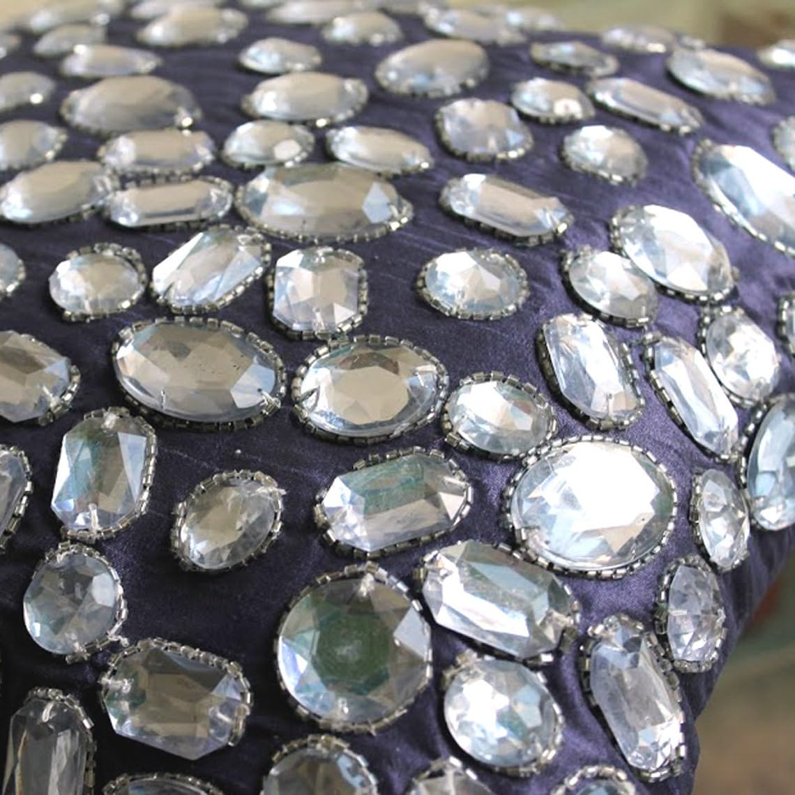 16x16 Inch Purple Silk Throw Pillow Cover with Zipper - Modern Abstract Crystal Design for Couch & Sofa Decor | Luxury Home Accent for Living Room, Bedroom (40x40 cm) - Diamante Sparkle