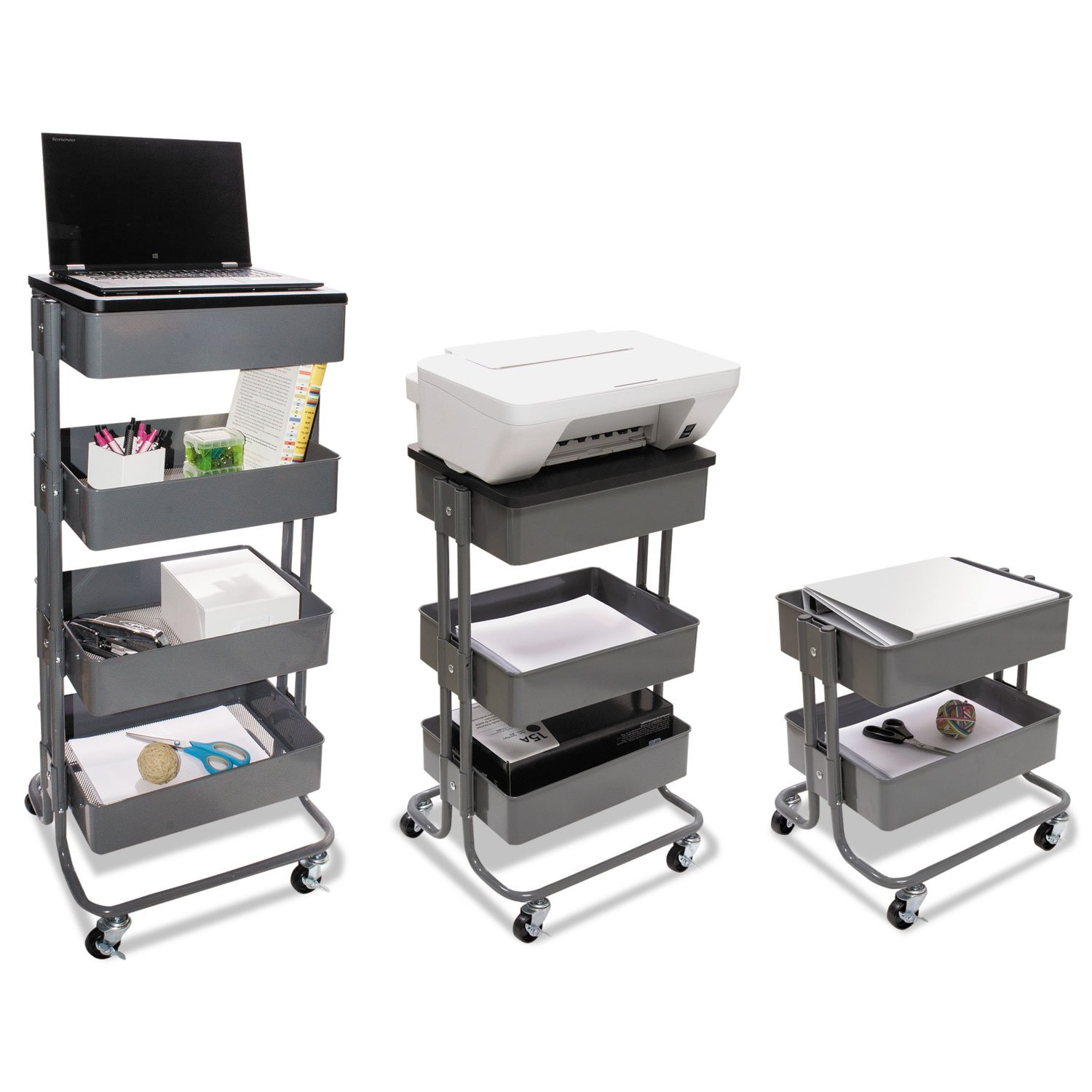 Vertiflex VF51025 4-Tier Stand-Up Workstation - 39 Inch Height Adjustable Office Organizer, Gray - Perfect for Home Office, Classroom & Workspace Organization