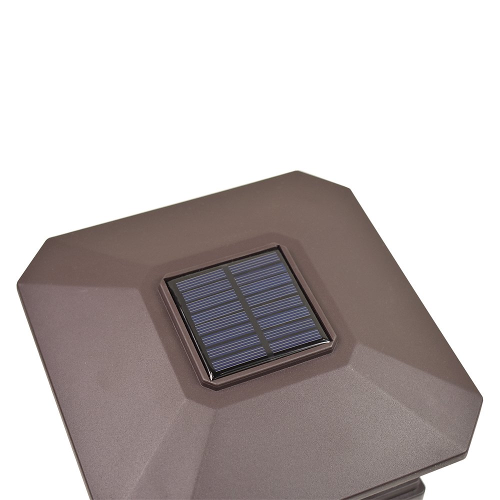 8 Pack Brown Solar LED Fence Lights - 6x6 Inch Outdoor Garden Landscape Lighting, Waterproof PVC Vinyl Wood Post Cap Lights for Deck, Pathway, Yard & Garden Decor (Solar Powered)