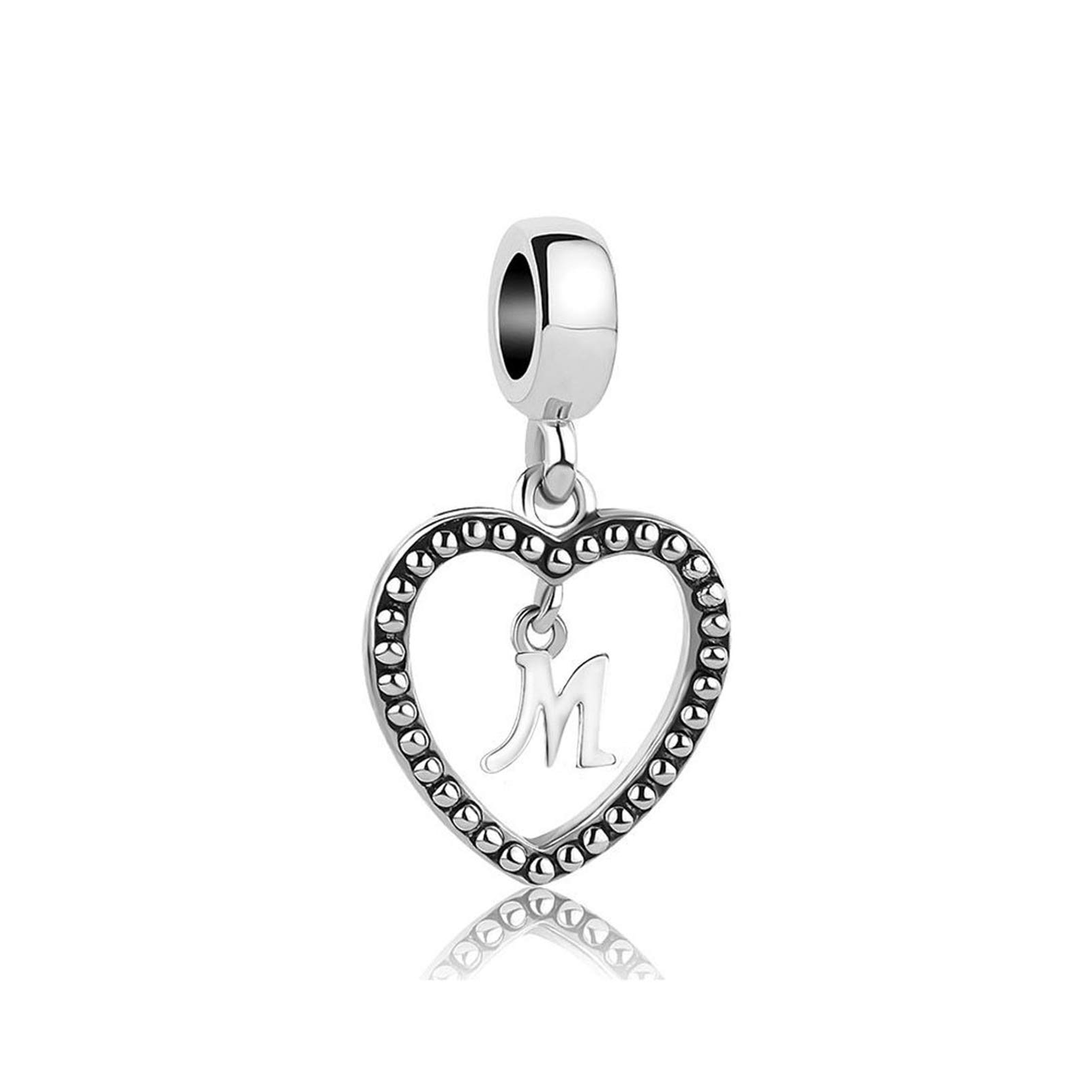 Personalized A-Z Initial Letter Charm for Pandora Bracelets - Heart Love Alphabet Pendant Jewelry for Women - Perfect Gift for Birthday, Anniversary & Valentine's Day