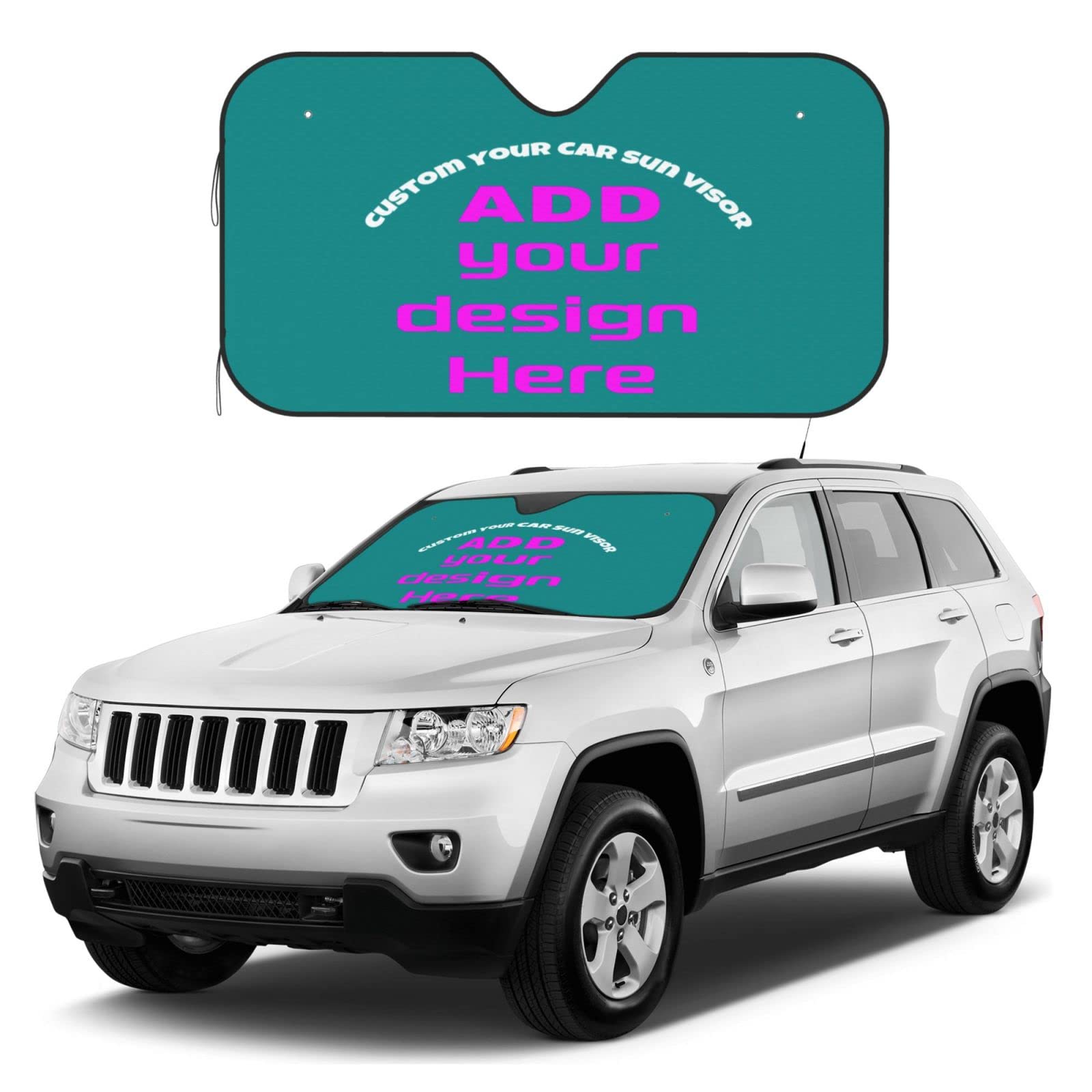 Custom Car Windshield Sunshade with Photo & Text - Foldable UV Protection Sun Visor for Cars | Personalized Sunshield for Parking & Road Trips