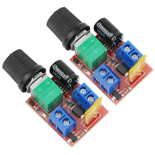 2PCS DC Motor Speed Controller - 3V-35V Adjustable Voltage, 5A Ultra Small Dimmer with Knob for DIY Projects, Robotics, and Model Trains - Perfect for Hobbyists and Makers