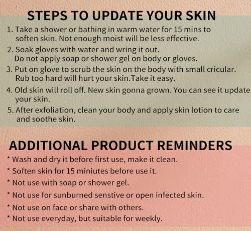 Exfoliating Gloves for Dead Skin Removal - 2 in 1 Kese Mitt & Loofah Bathing Glove | Moroccan Hammam Body Scrubber for Microdermabrasion at Home | Visibly Lifts Dead Skin, Tan Removal | Double-Sided Viscose & Cotton Fiber (1pc, Khaki) | Perfect for Spa Day, Self-Care Routine & Post-Workout Refresh