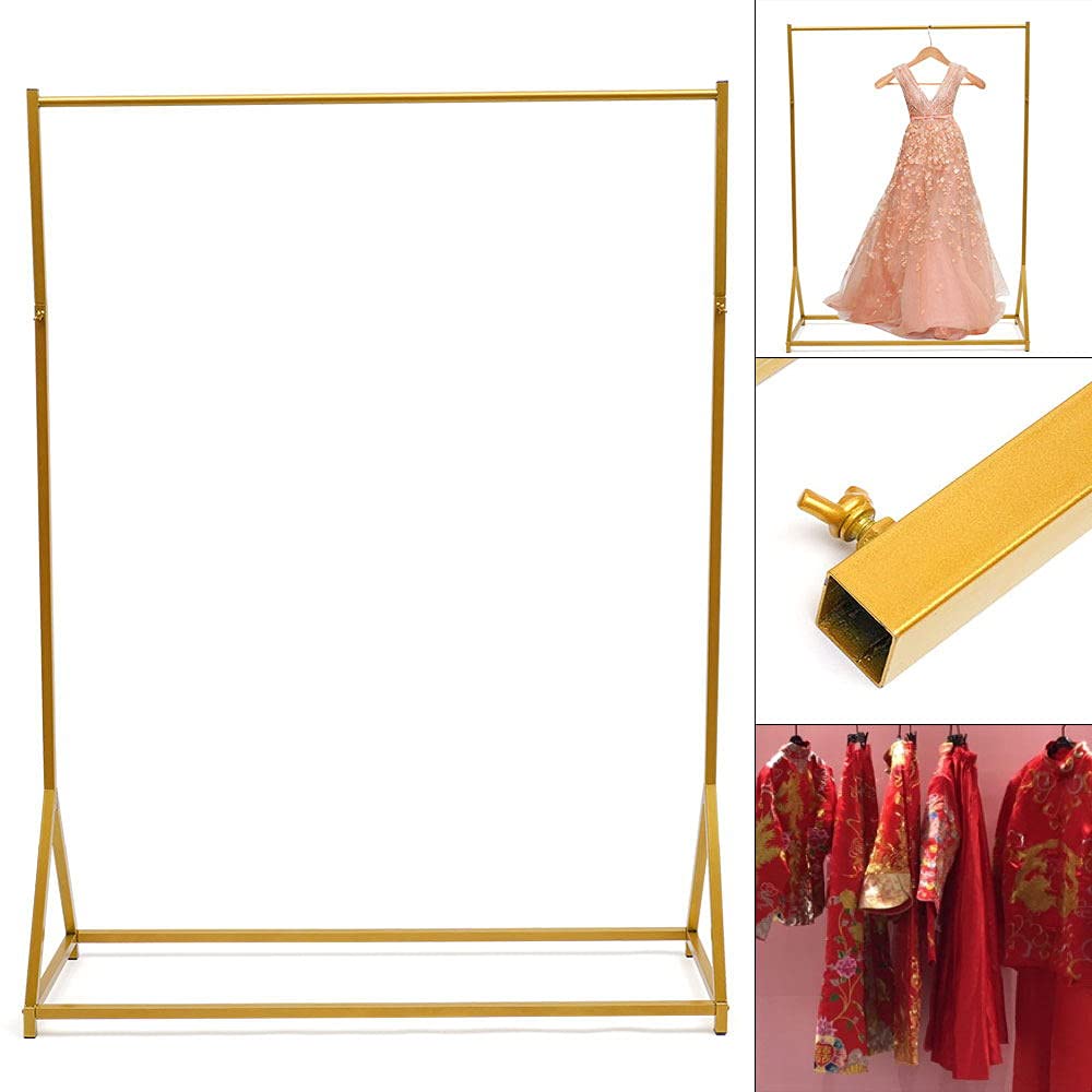 LOYALHEARTDY Gold Metal Wedding Dress Hanger - Adjustable Bridal Gown Rack Stand with Rectangular Frame for Wedding Dress Display, Storage, and Boutique Showcase - Perfect for Bridal Shops, Home Closet Organization, and Wedding Dress Preservation