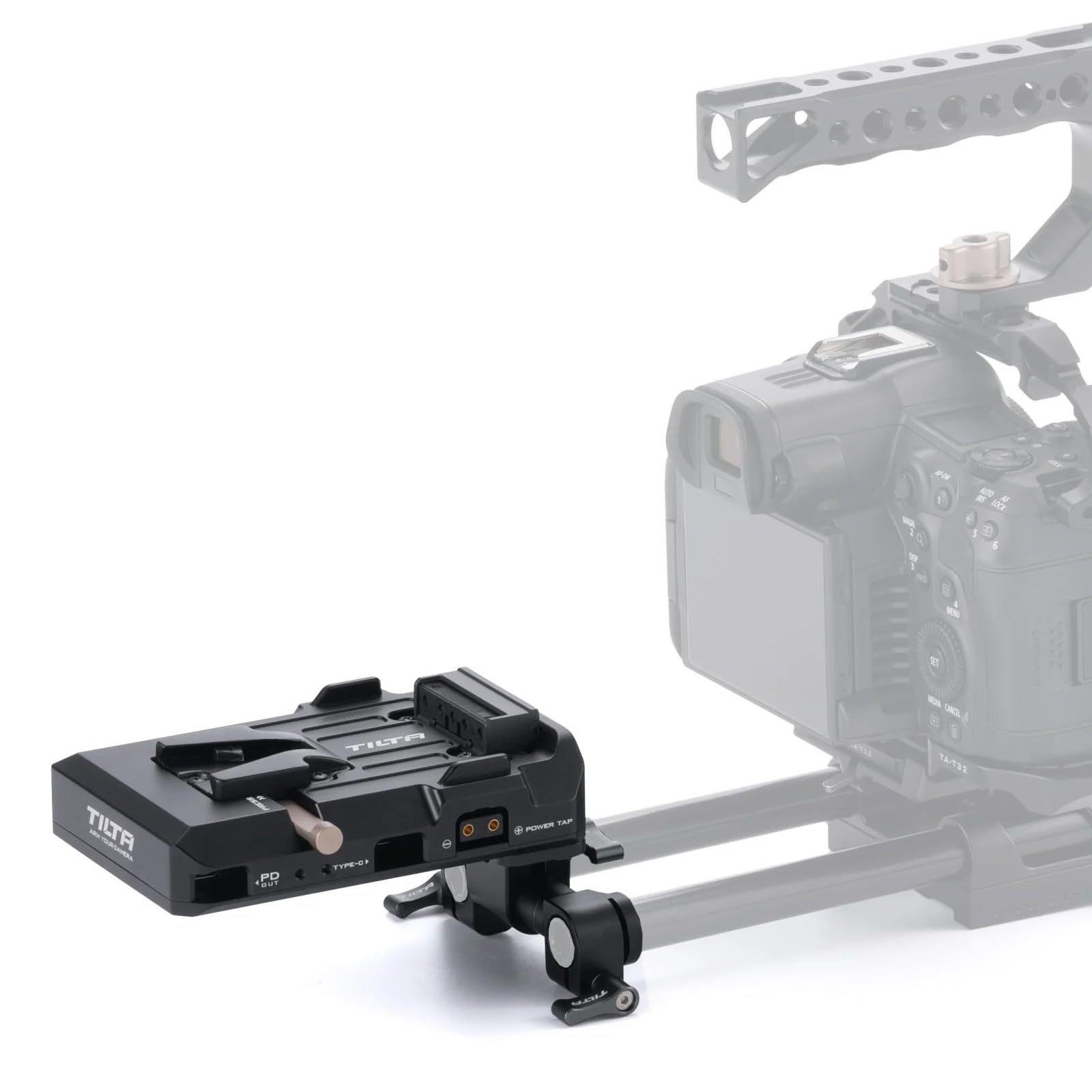Tilta PD V Mount Battery Plate - 14.8V P-Tap Ports, 5V USB-C & 60W USB-C PD Port, 15mm LWS Rod Mount | Black (TA-BTP3-V-B) | Power Solution for DSLR Cameras, Cinema Rigs & Professional Video Equipment