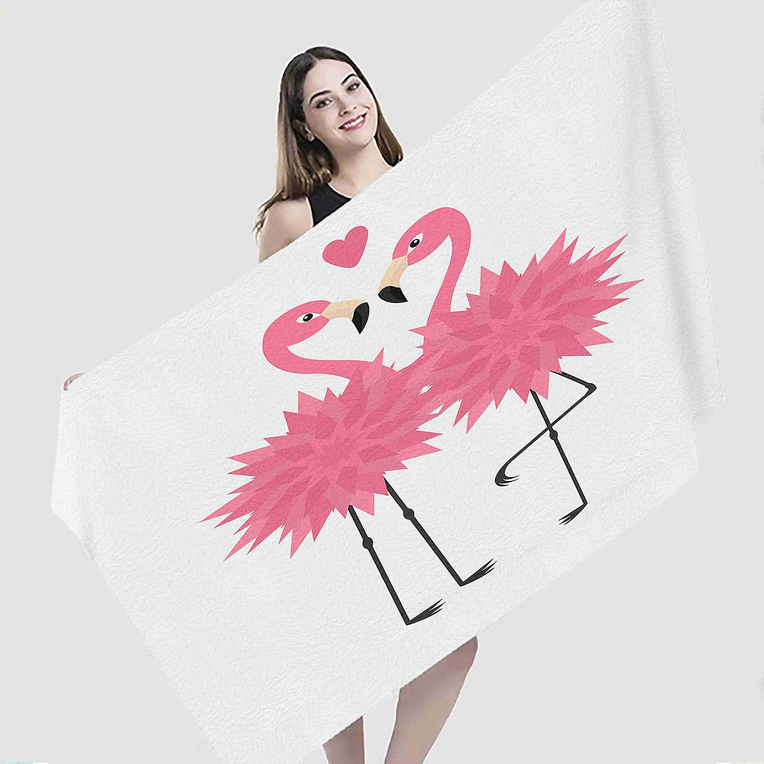 Pink Oversized Beach Towel for Women & Teens - 32x52 Inch Sandproof Superfine Fiber Towel for Swimming, Surfing, Gym, SPA, Honeymoon, Tropical Vacations & Cruise - Perfect for Hawaii Beach, Poolside Relaxation & Summer Getaways