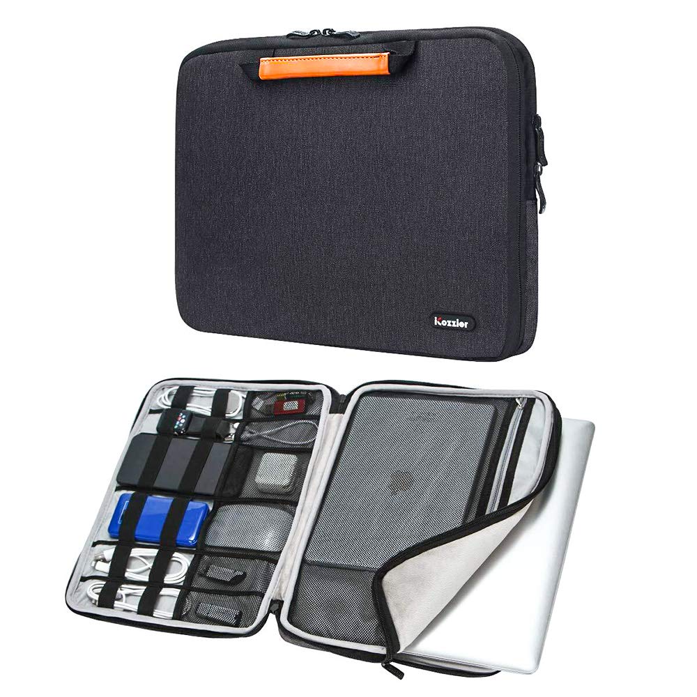 iCozzier 15-15.6 Inch Laptop Sleeve Case for MacBook Air/Pro - Protective Handle Strap Cover Bag (Black) | Perfect for Travel, Work & School