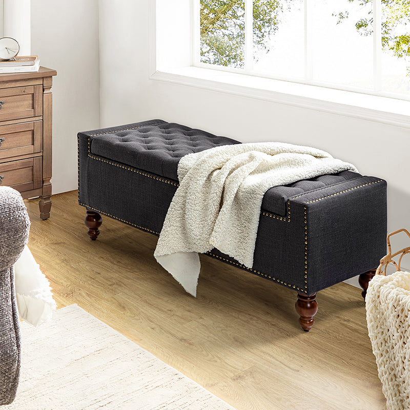 Eugen Upholstered Flip Top Storage Bench - Stylish Ottoman with Hidden Storage for Bedroom, Living Room & Entryway - Perfect for Seating, Storage & Home Decor