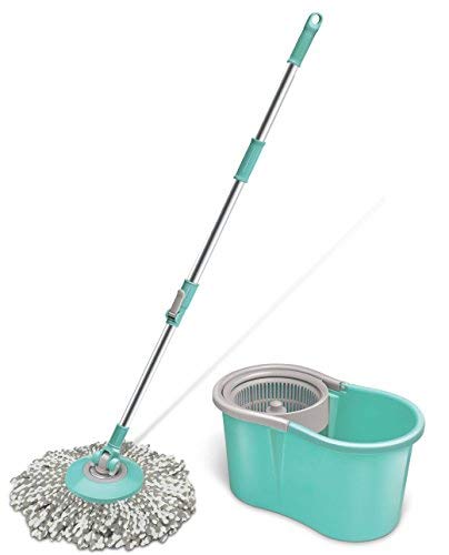 **Spotzero by Milton Prime Mop with Big Wheels & Stainless Steel Wringer – Aqua Green (Includes 2 Refills) – Ideal for Hardwood Floors, Tile & Kitchen Cleaning**