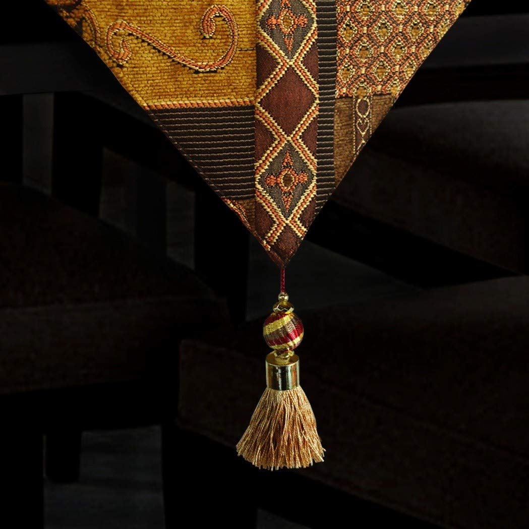 Artbisons Farmhouse Table Runner 13x120 Inches - Luxury Double Layer Cotton Jacquard Boho Table Runner with Tassel, Golden Illusion Collection - Perfect for Dining Room, Dresser, Coffee Table & Wedding Decor