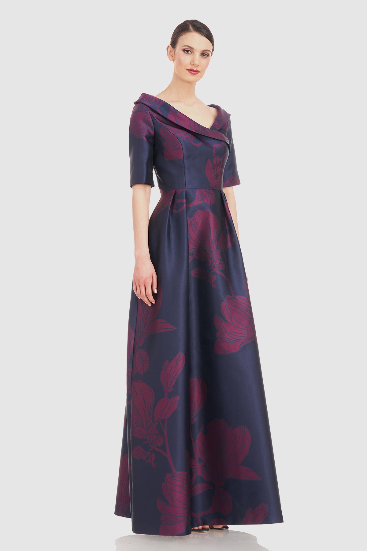 Kay Unger Coco Gown in Carbon Boysenberry - Elegant Formal Evening Dress for Prom, Wedding & Special Occasions