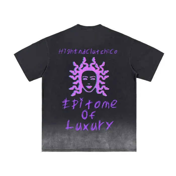 Premium Vintage Washed Medusa Print T-Shirt - Black Gradient Design, 250 GSM Soft Cotton Tee for Men & Women | Casual Wear, Street Fashion, Gothic Style Outfits