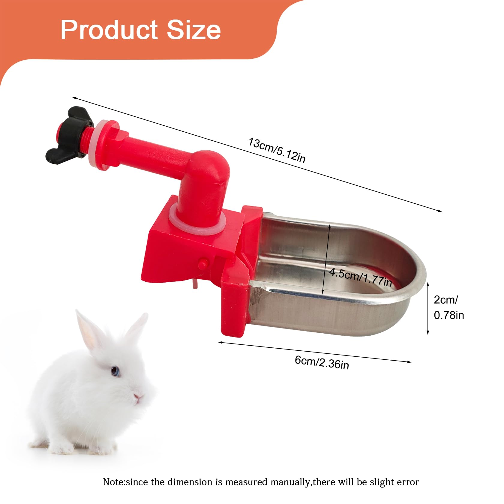 Metal Rabbit & Chicken Water Cup - DIY Small Animal Drinking Bottle for Hamsters, Guinea Pigs, Rabbits (Black, 6 Pack) - Perfect for Cage, Hutch & Outdoor Pet Enclosures