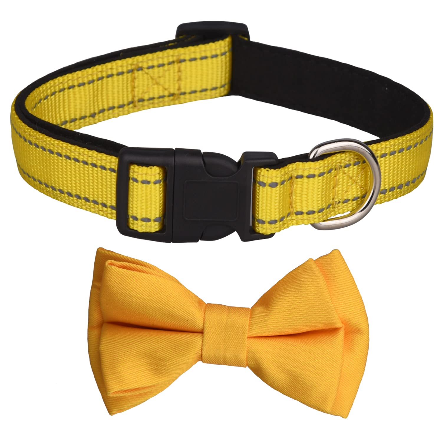 Stylish Adjustable Dog Collar with Bow Tie & Flower - Soft Pet Collar for Small, Medium, Large Dogs & Cats | Perfect for Weddings, Parties & Daily Walks