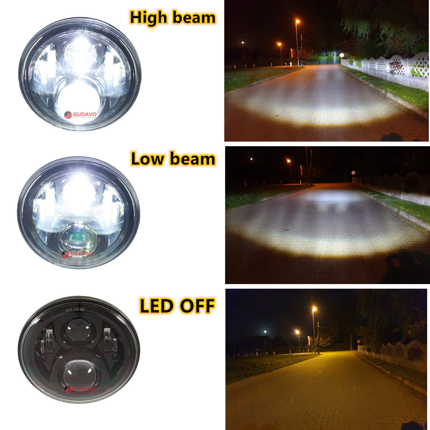 7 Inch Super Bright LED Headlight with Anti-Scratch Lens - Osram Headlamp Compatible for Harley Davidson, Jeep Wrangler JK LJ CJ - Perfect for Night Off-Roading & Urban Commuting