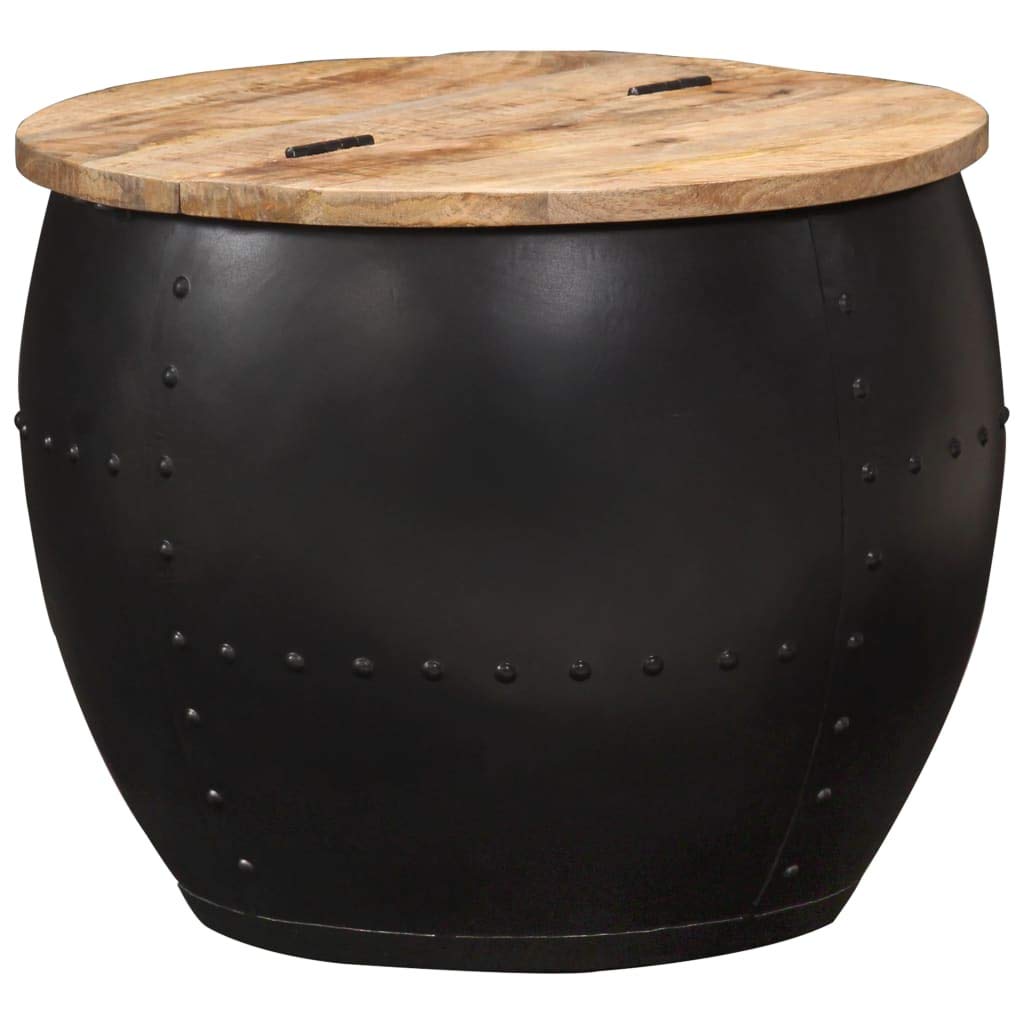 Vintage Round Coffee Table - Handmade Solid Mango Wood Sofa Table, 20.9