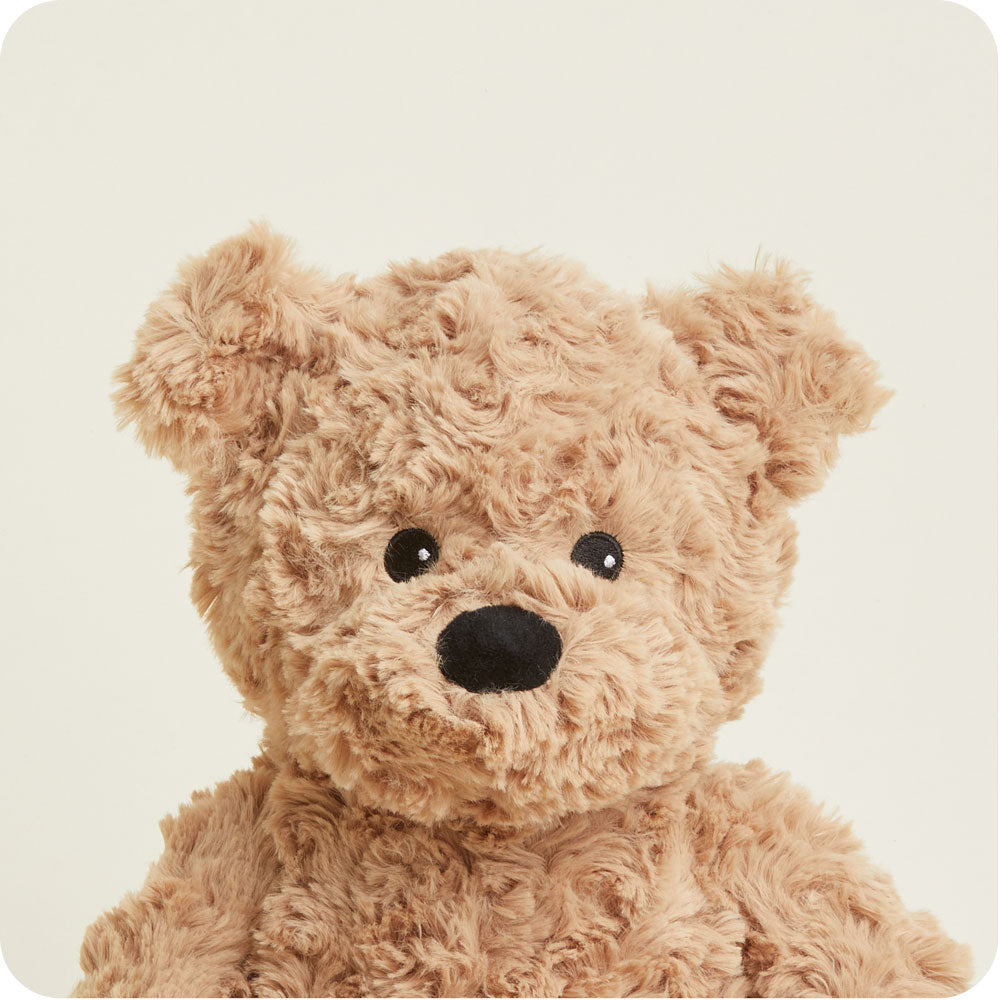 Unscented Brown Curly Bear Warmies - Microwaveable Plush Heating Pad for Stress Relief & Pain Relief - Perfect for Kids, Adults, Cold Weather & Menstrual Cramps