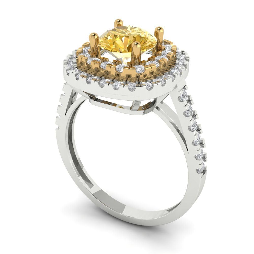 1.75ct Moissanite Engagement Ring - 14k Gold Halo Bridal Ring for Anniversary