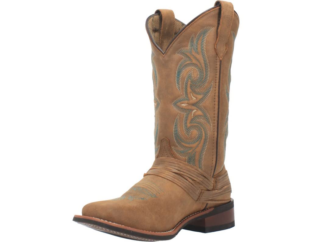 Laredo Dan Post Tan Sadie Women's Broad Square Toe Boots 5848 - Comfortable Western Cowgirl Boots for Riding, Dancing & Everyday Wear