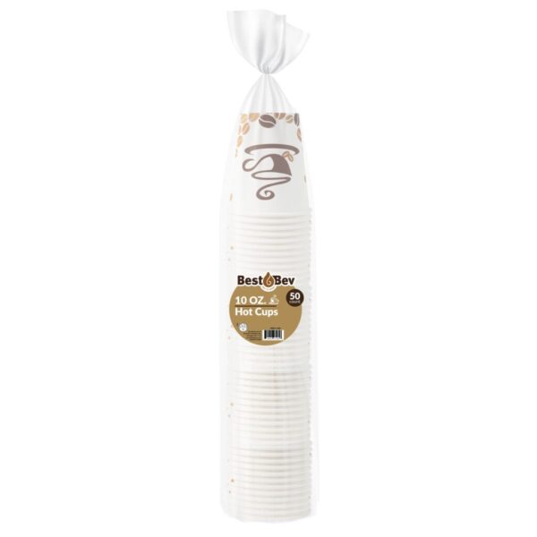 10 oz. Disposable Paper Coffee Cups - Bulk Pack of 100, Eco-Friendly Hot Beverage Containers for Office, Cafes, and Home Use