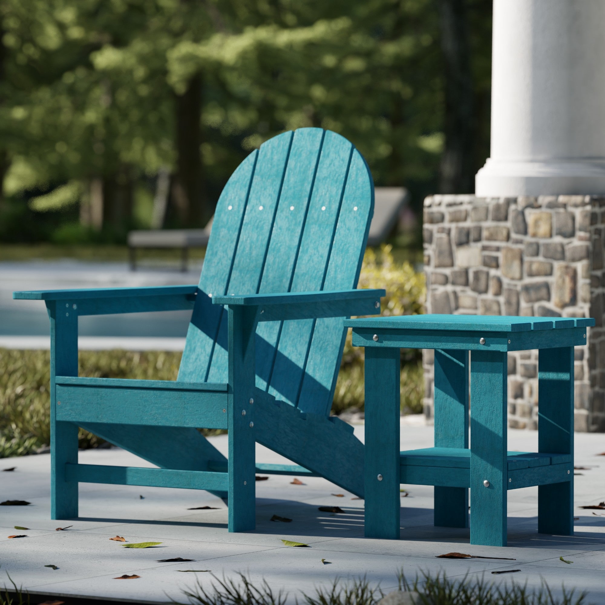 Freedom Modern Adirondack Chair & Side Table Set - Durable Outdoor Patio Furniture for Garden, Poolside, Deck, and Backyard Relaxation