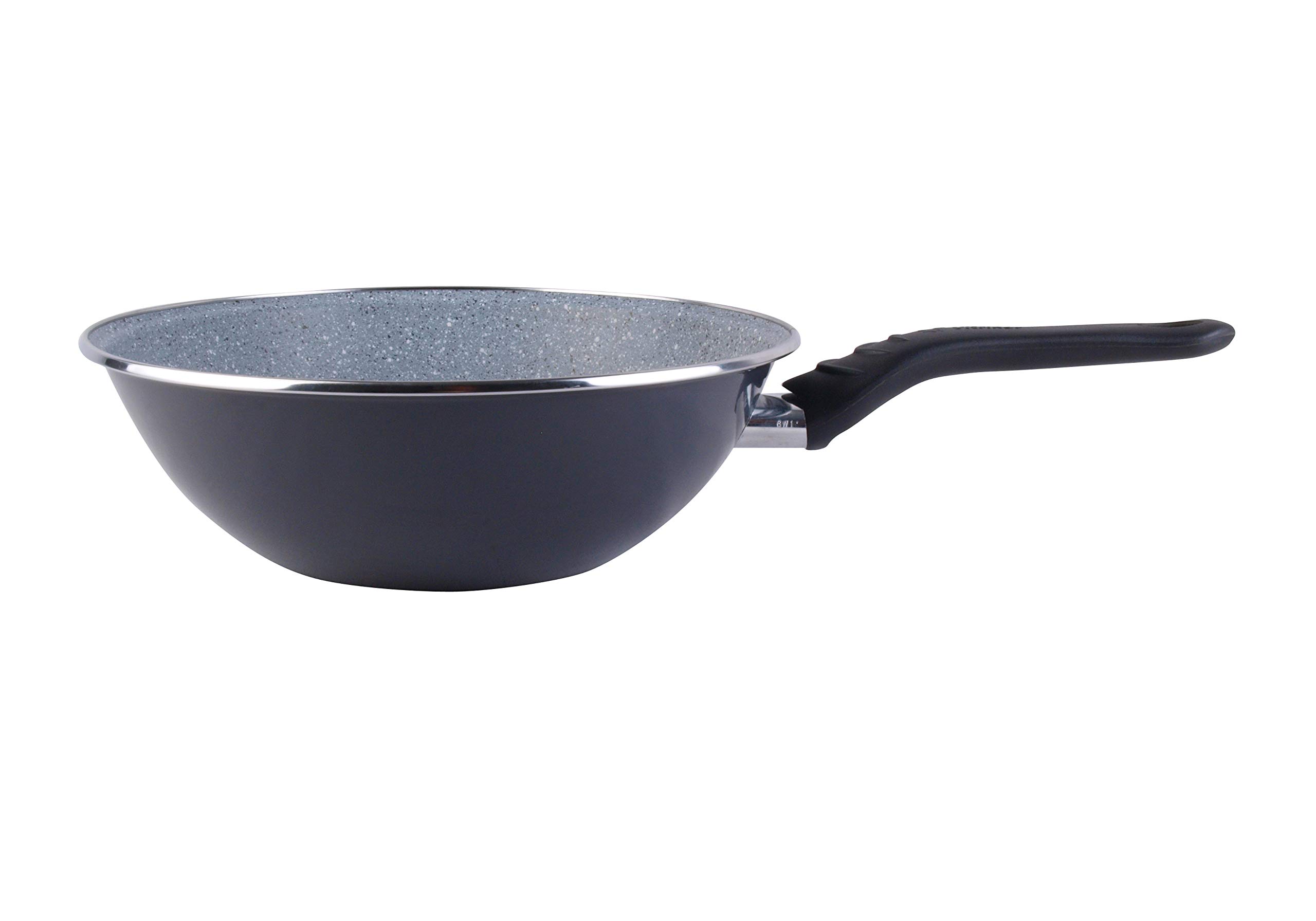 Megafesa Dolomiti Non-Stick Wok Pan 28cm - Gray Marble Coating, Durable & Scratch-Resistant for Stir-Fry, Sautéing & Asian Cooking - Perfect for Home Chefs & Professional Kitchens
